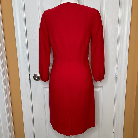 J Crew Collection Red Orange 100% Wool Dress size 4 Med - Picture 4 of 12
